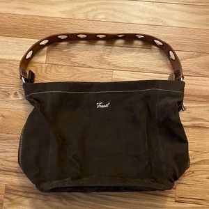 Fossil Dark Brown Shoulder Bag with Unique Handle